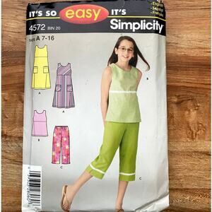 Y2K 2005 Simplicity 4572 Sewing Pattern Womens Sz XXS-S Dress Top Capri COMPLETE